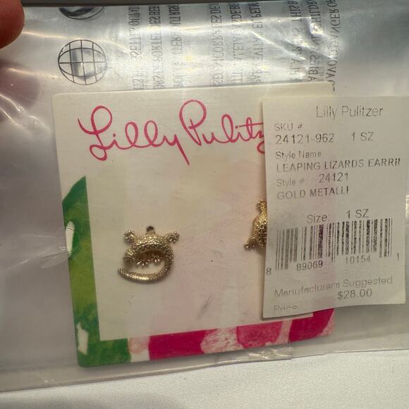 NWT Lilly Pulitzer Gold Leaping Lizard Stud Earrings - Picture 2 of 3